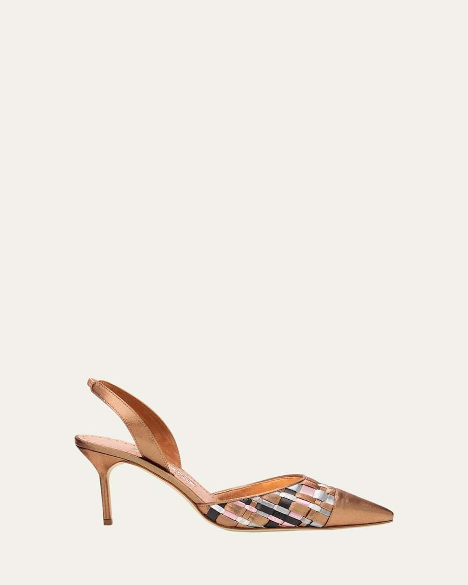 Multi Woven Cap-Toe Slingback Pumps